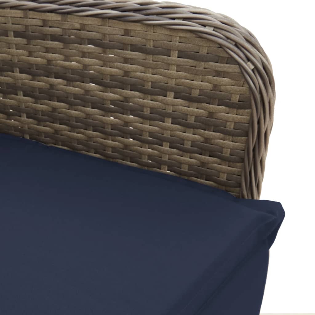 Gartenstühle Verstellbar 2 Stk. mit Tisch Grau Poly Rattan