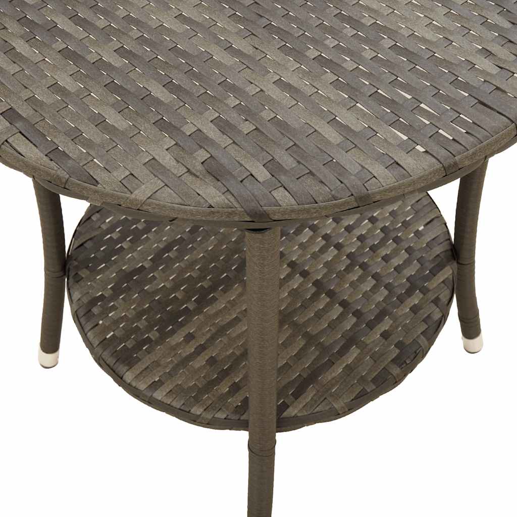 Gartenstühle Verstellbar 2 Stk. mit Tisch Grau Poly Rattan