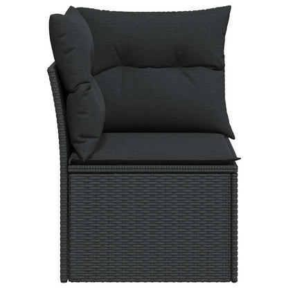Gartensofa-Ecke mit Kissen Schwarz Poly Rattan