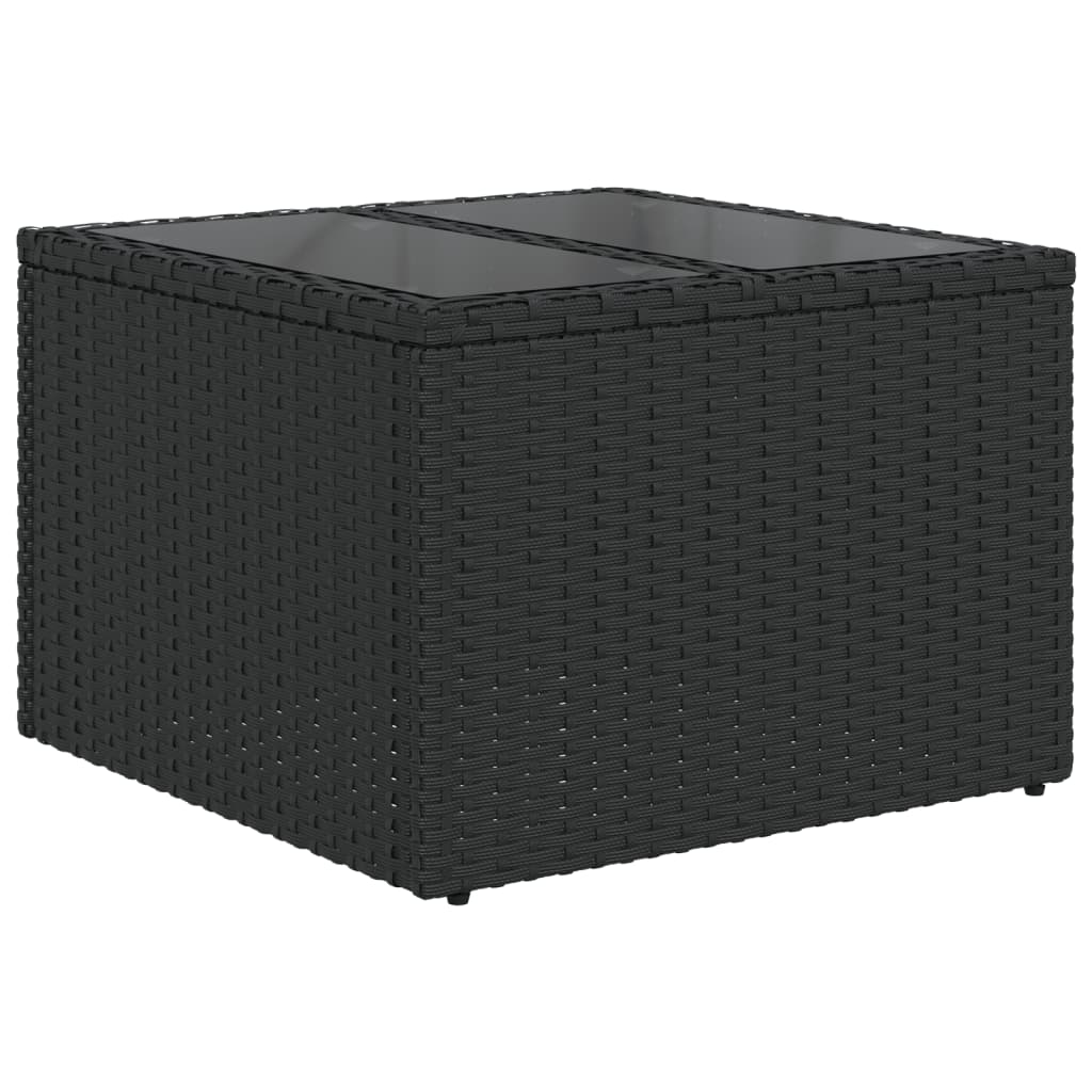 Gartentisch mit Glasplatte Schwarz 55 x 55 x 37 cm Poly Rattan
