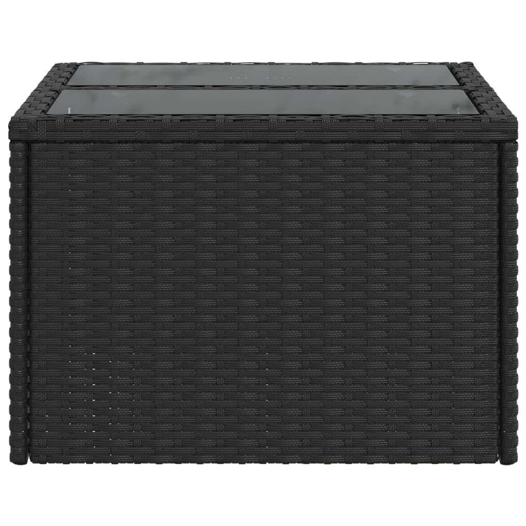 Gartentisch mit Glasplatte Schwarz 55 x 55 x 37 cm Poly Rattan