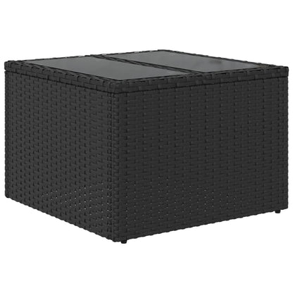Gartentisch mit Glasplatte Schwarz 55 x 55 x 37 cm Poly Rattan