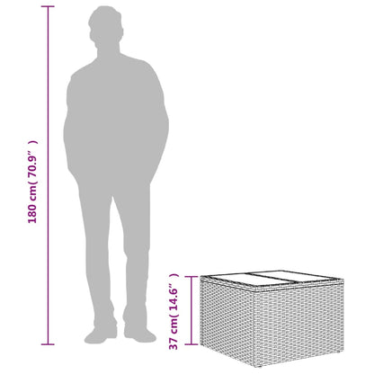 Gartentisch mit Glasplatte Schwarz 55 x 55 x 37 cm Poly Rattan