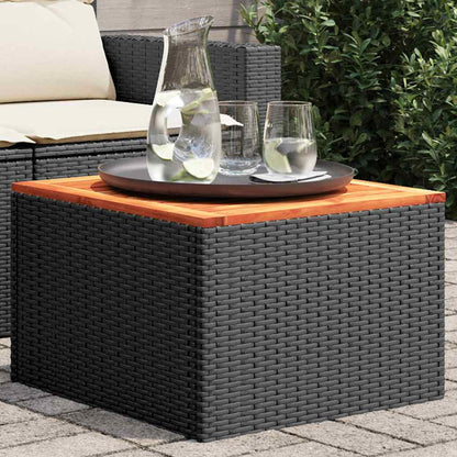 Gartentisch Schwarz 55 x 55 x 37 cm Poly Rattan und Akazienholz