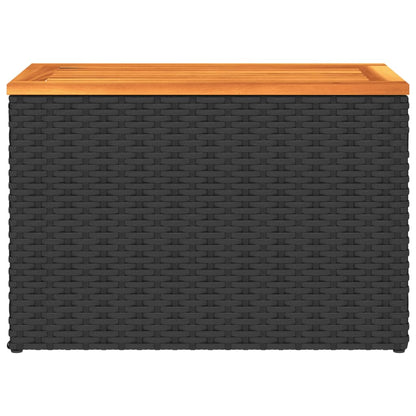 Garten-Beistelltische 2 Stk Schwarz 55x34x37cm Poly Rattan Holz