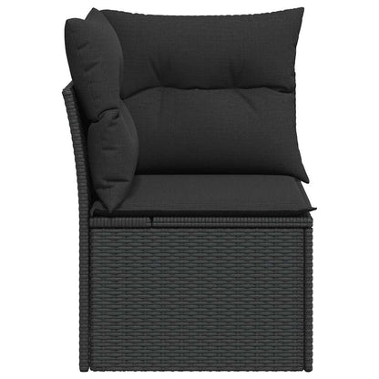 Gartensofa-Ecke mit Kissen Schwarz Poly Rattan