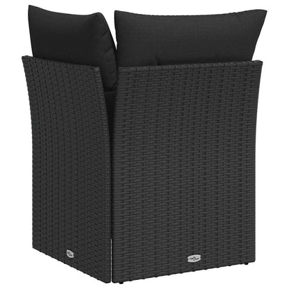 Gartensofa-Ecke mit Kissen Schwarz Poly Rattan