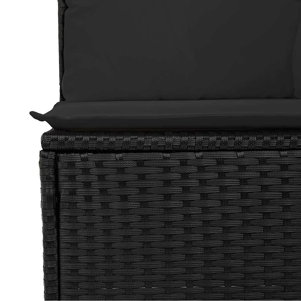 Gartensofa-Ecke mit Kissen Schwarz Poly Rattan