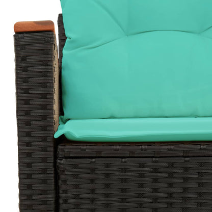 Gartensofa mit Kissen 2-Sitzer Schwarz Poly Rattan