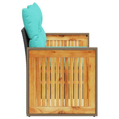 Gartensofa mit Kissen 2-Sitzer Schwarz Poly Rattan