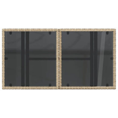 Gartentisch mit Glasplatte Beige 100x55x73 cm Poly Rattan