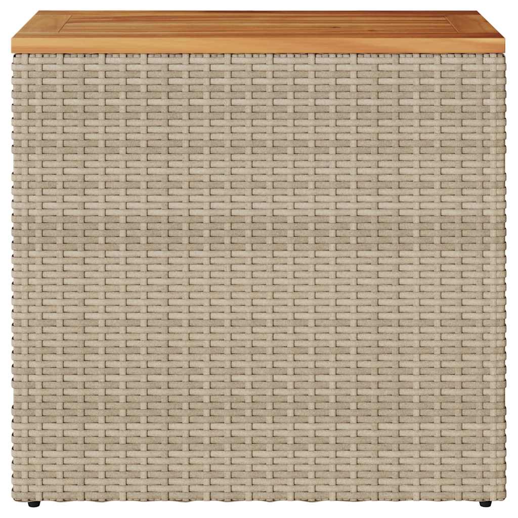 Garten-Beistelltisch Holzplatte Beige 58x27,5x55 cm Poly Rattan