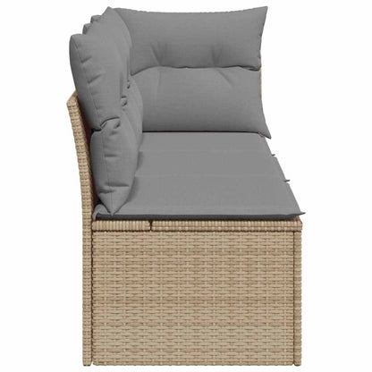 Gartensofa mit Kissen 3-Sitzer Beige Poly Rattan