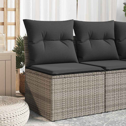Gartensofa ohne Armlehnen mit Kissen Grau Poly Rattan