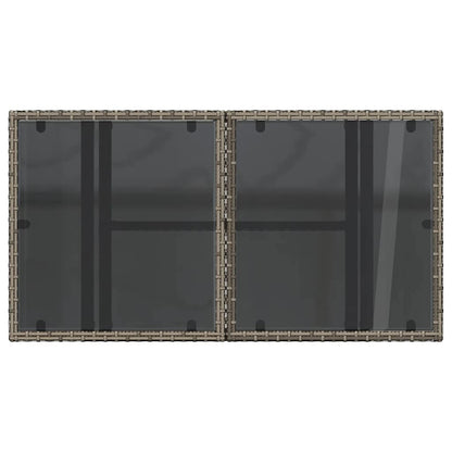 Gartentisch mit Glasplatte Grau 100x55x73 cm Poly Rattan