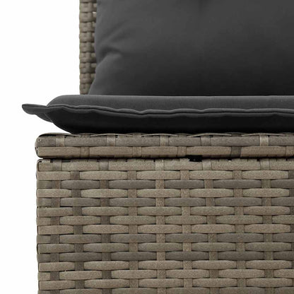 Garten-Ecksofa mit Kissen Grau Poly Rattan