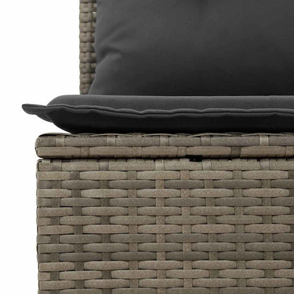 Gartensofa mit Kissen 3-Sitzer Grau Poly Rattan