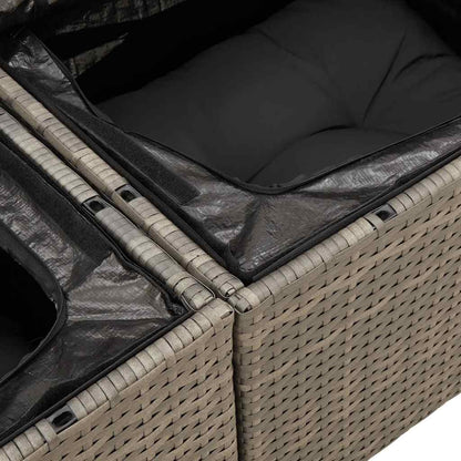 Gartensofa 2-Sitzer mit Kissen Grau Poly Rattan