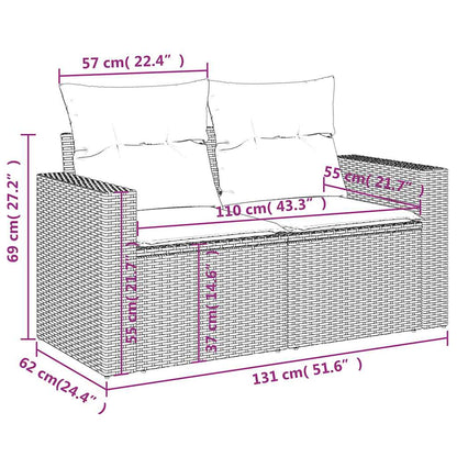 Gartensofa mit Kissen 2-Sitzer Hellgrau Poly Rattan