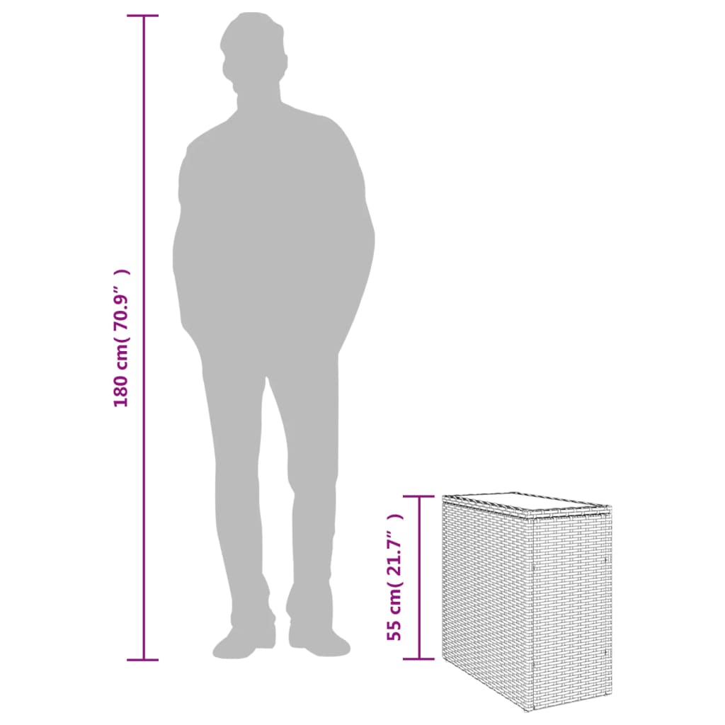 Garten-Beistelltisch mit Glasplatte 58x27,5x55 cm Poly Rattan