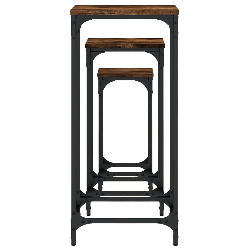 Satztische 3 Stk. Räuchereiche Holzwerkstoff