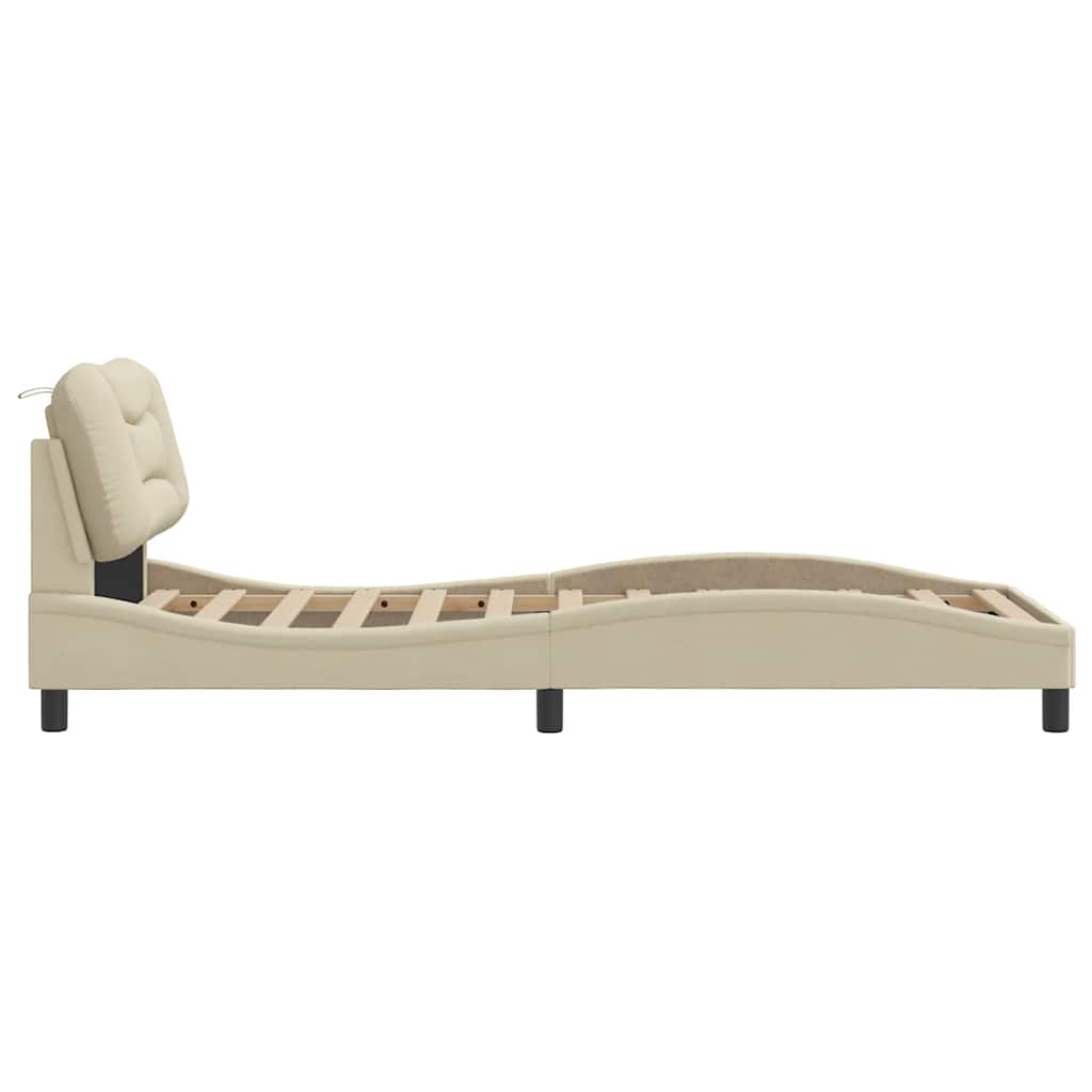 Bettgestell ohne Matratze "Hvar" Creme 90x190 cm Stoff