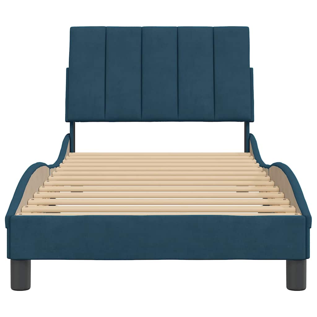 Bettgestell ohne Matratze "Hanko" Blau 90x190 cm Samt