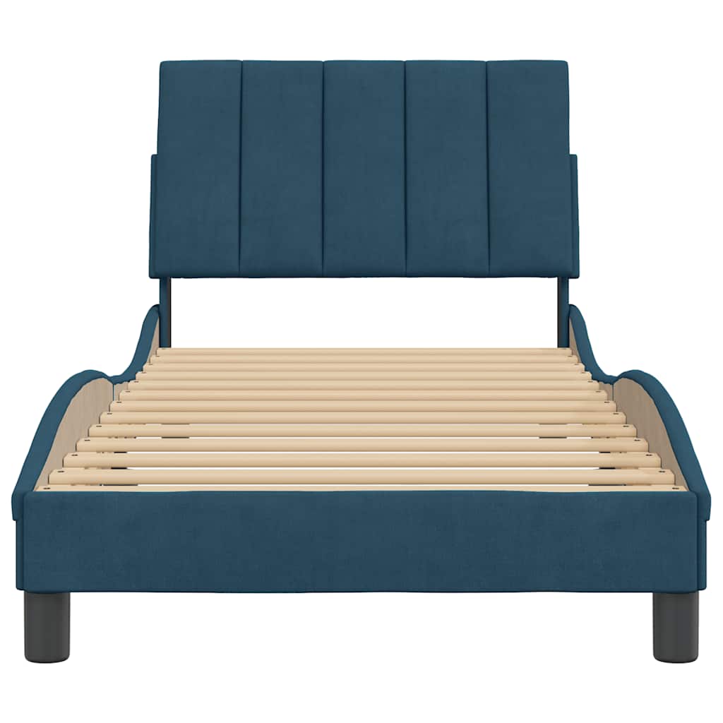 Bettgestell ohne Matratze "Hanko" Blau 90x200 cm Samt