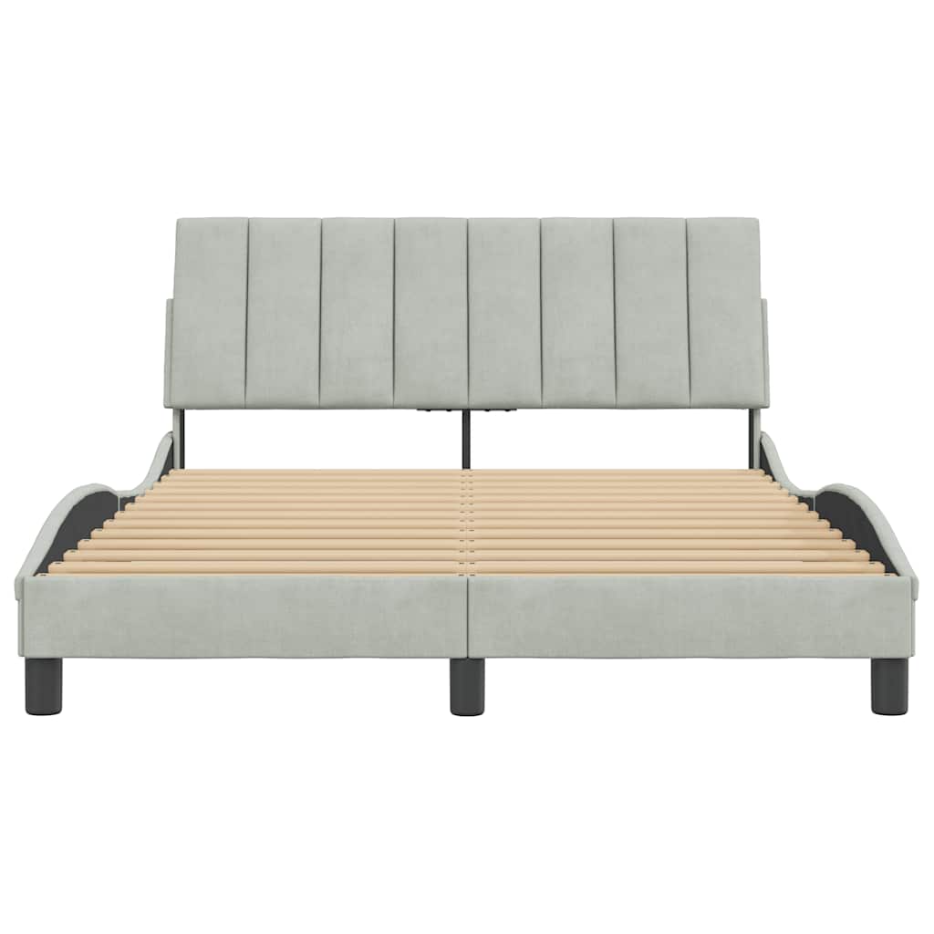 Bettgestell ohne Matratze "Hanko" Hellgrau 140x200 cm Samt