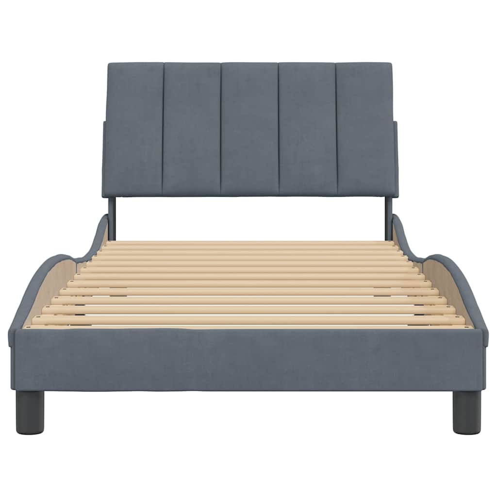 Bettgestell ohne Matratze "Hanko" Dunkelgrau 100x203 cm Samt