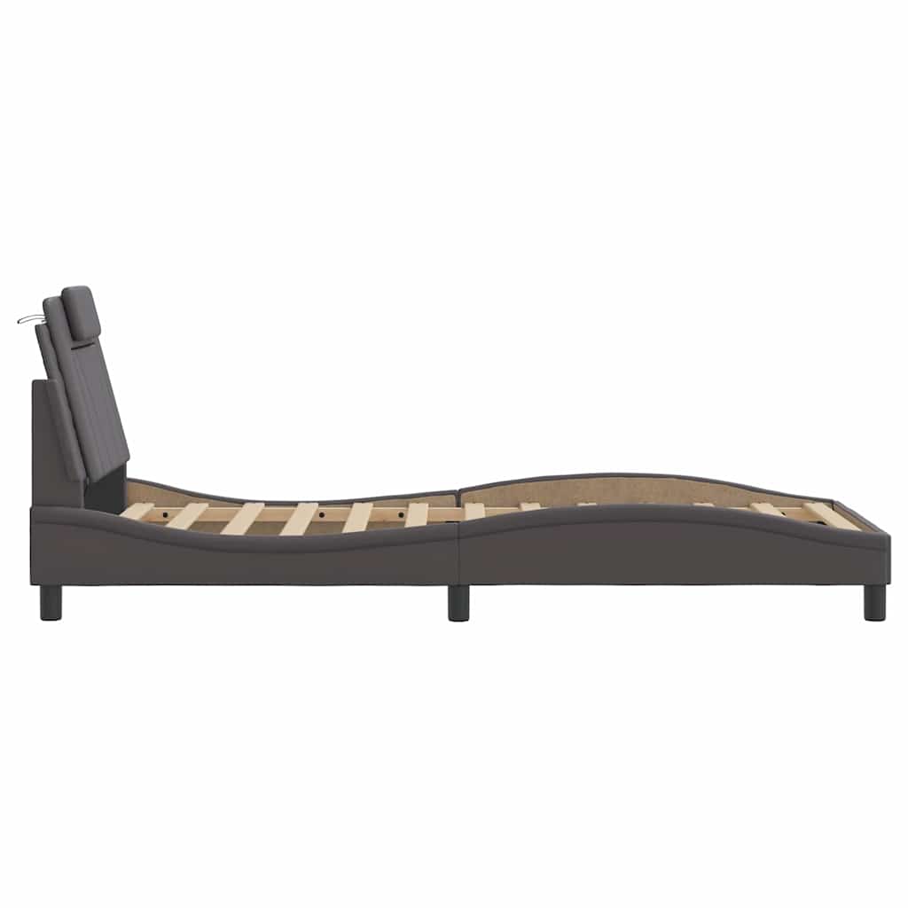 Bettgestell "Viana" ohne Matratze Grau 80x200 cm Kunstleder