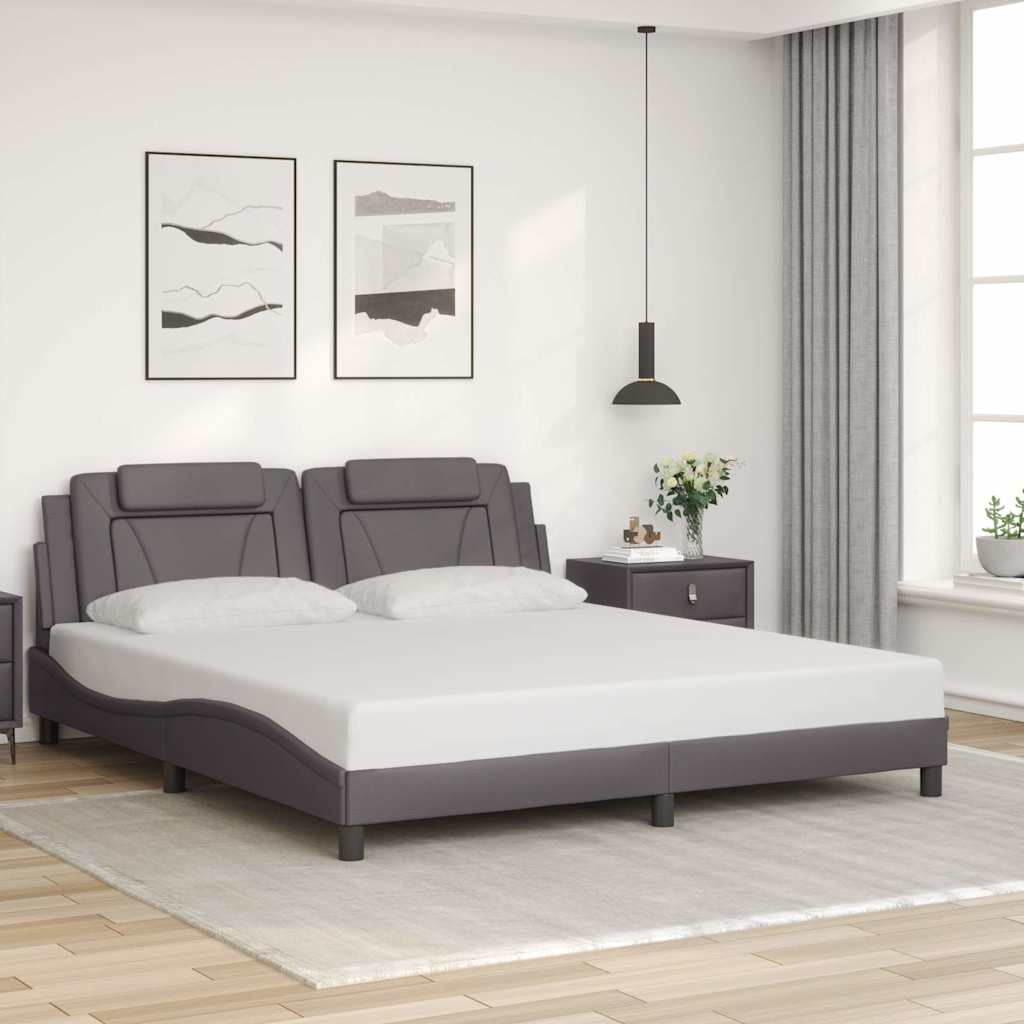 Bettgestell "Viana" ohne Matratze Grau 180x200 cm Kunstleder