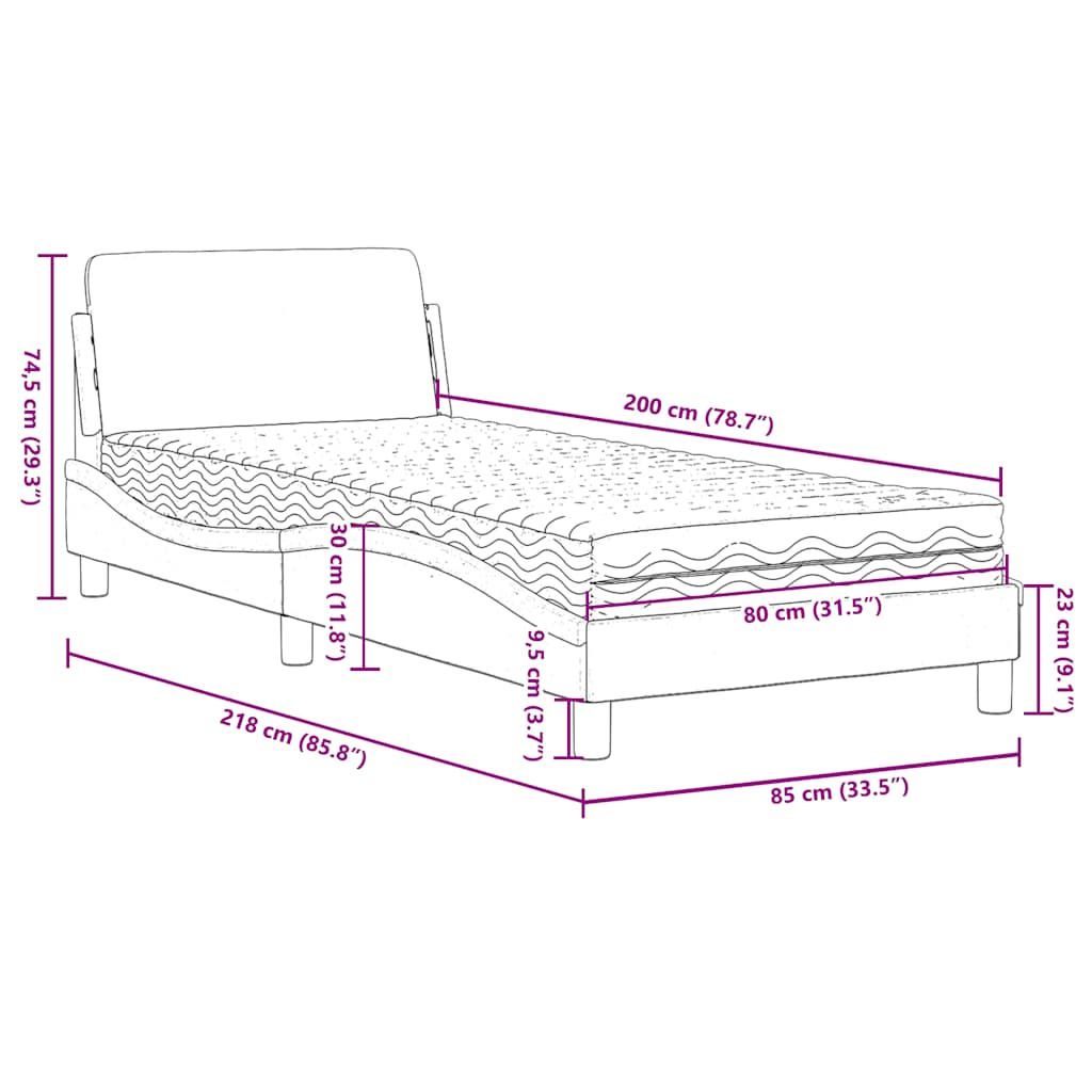 Bett mit Matratze "Dover" Dunkelgrün 80x200 cm Samt
