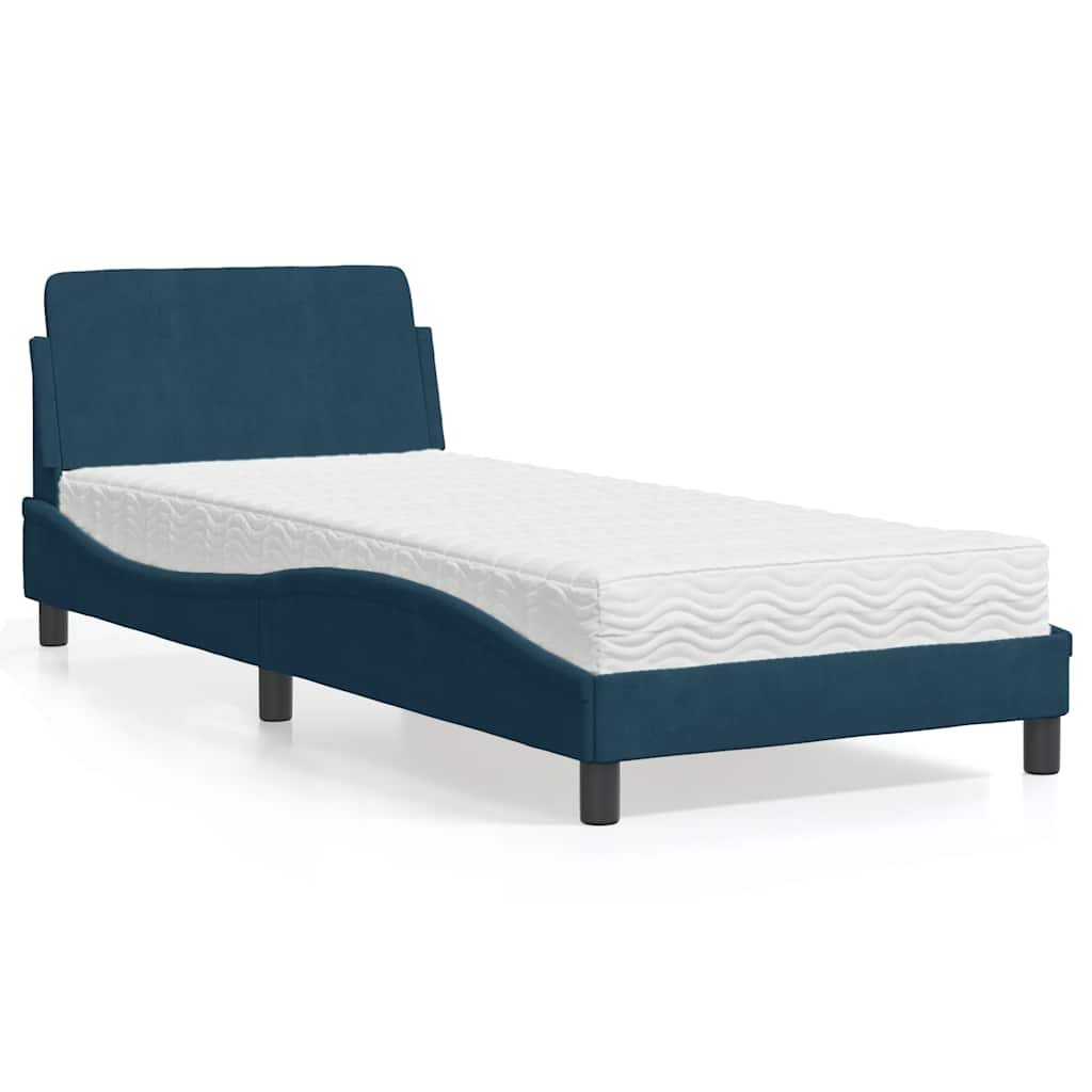 Bett mit Matratze "Dover" Blau 80x200 cm Samt