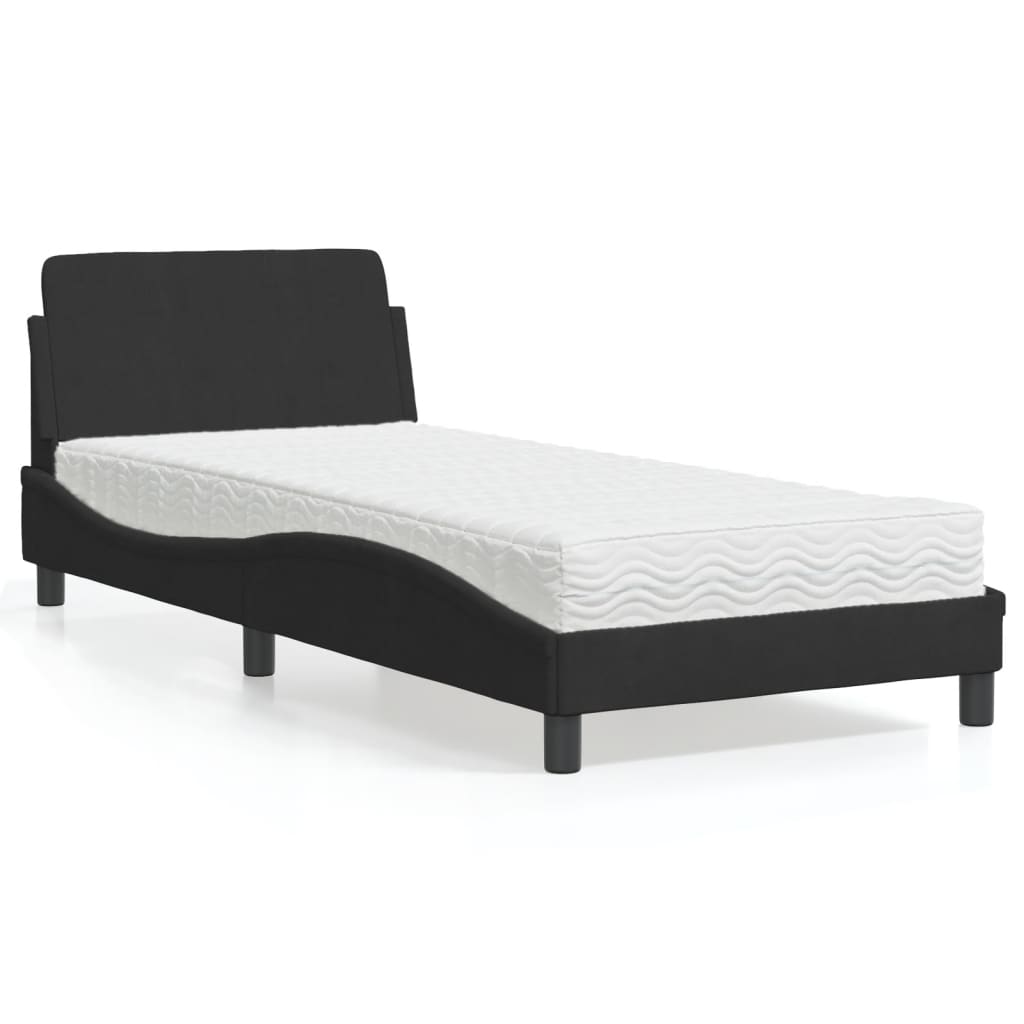Bett mit Matratze "Dover" Schwarz 90x190 cm Samt