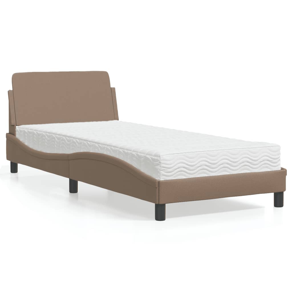 Bett mit Matratze "Dover" Cappuccino-Braun 90x190 cm Kunstleder