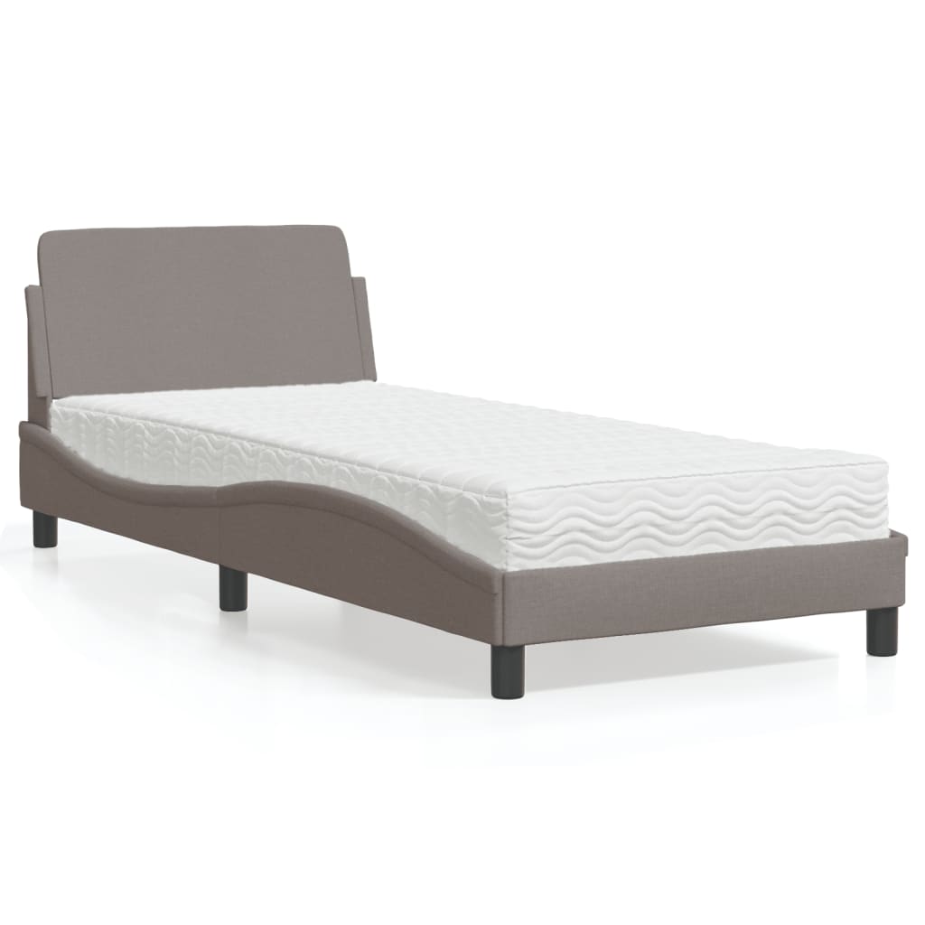 Bett mit Matratze "Dover" Taupe 90x200 cm Stoff