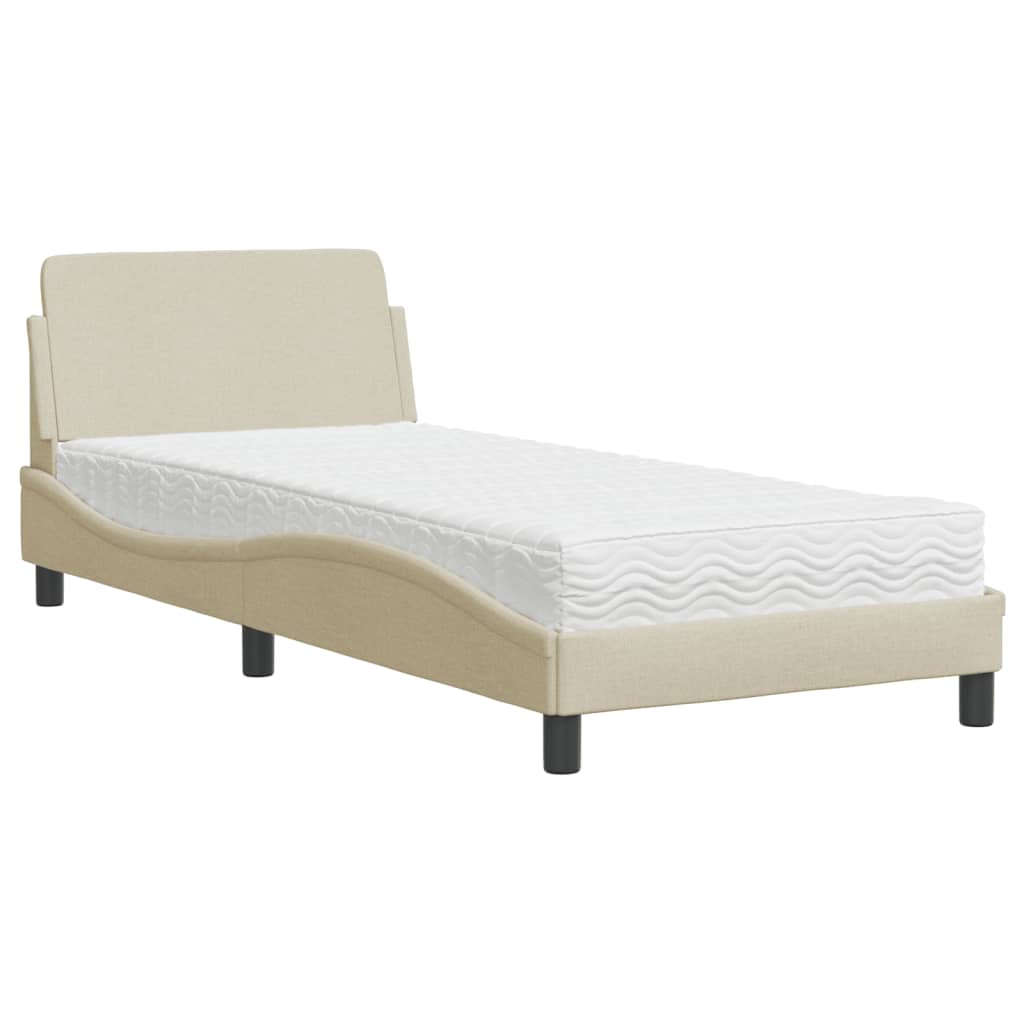 Bett mit Matratze "Dover" Creme 90x200 cm Stoff