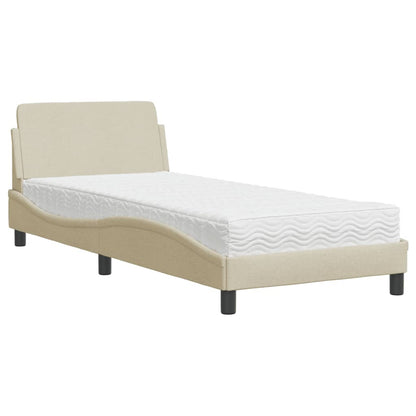 Bett mit Matratze "Dover" Creme 90x200 cm Stoff