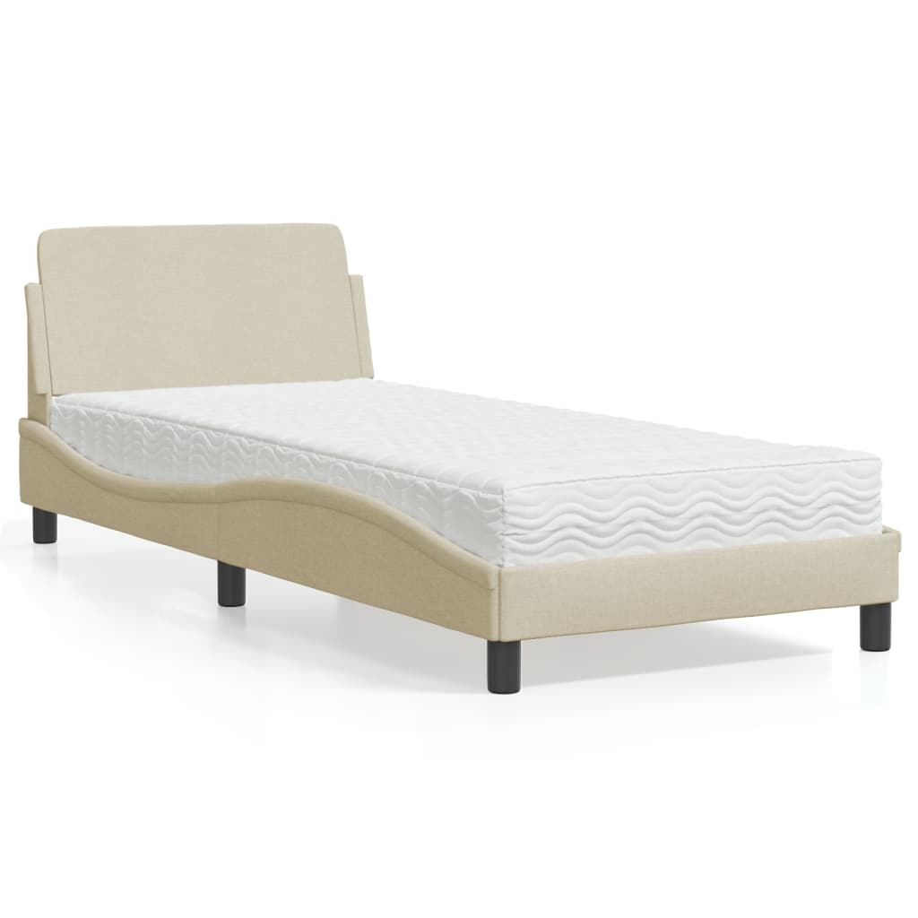 Bett mit Matratze "Dover" Creme 90x200 cm Stoff