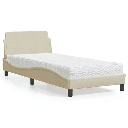 Bett mit Matratze "Dover" Creme 90x200 cm Stoff