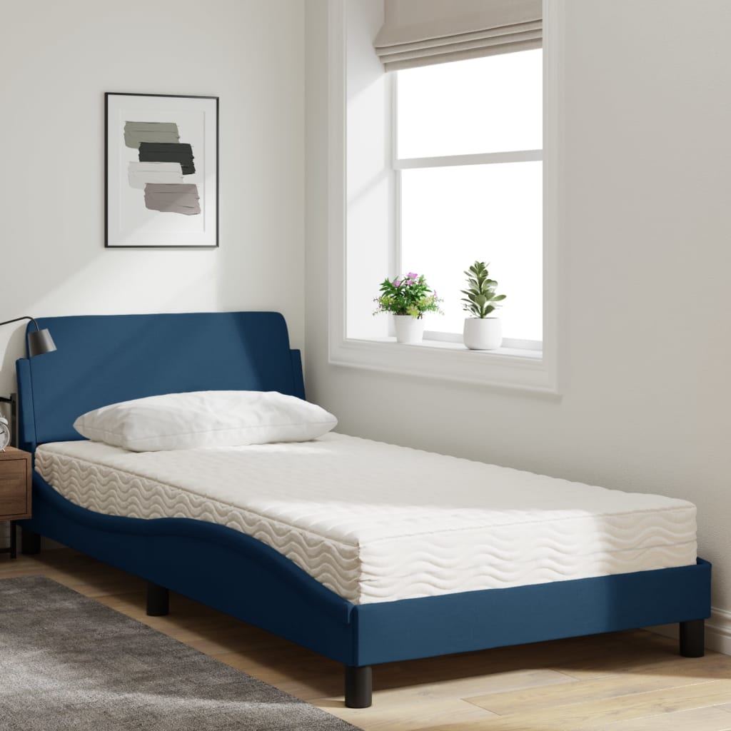 Bett mit Matratze "Dover" Blau 100x200 cm Stoff