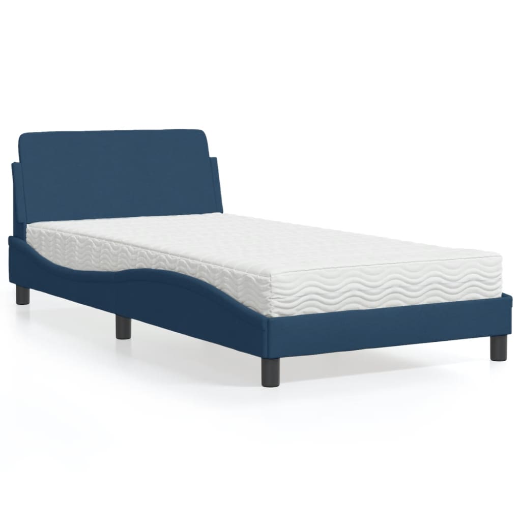 Bett mit Matratze "Dover" Blau 100x200 cm Stoff