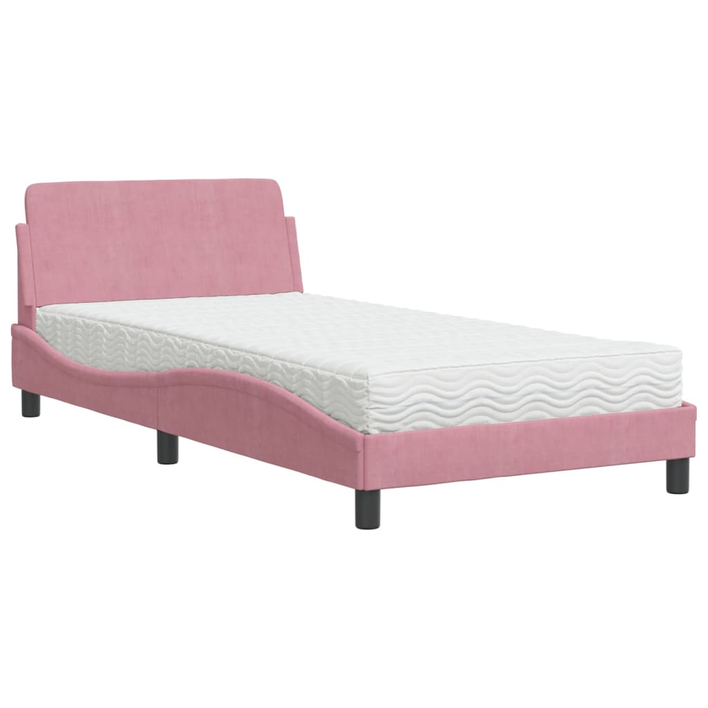 Bett mit Matratze "Dover" Rosa 100x200 cm Samt