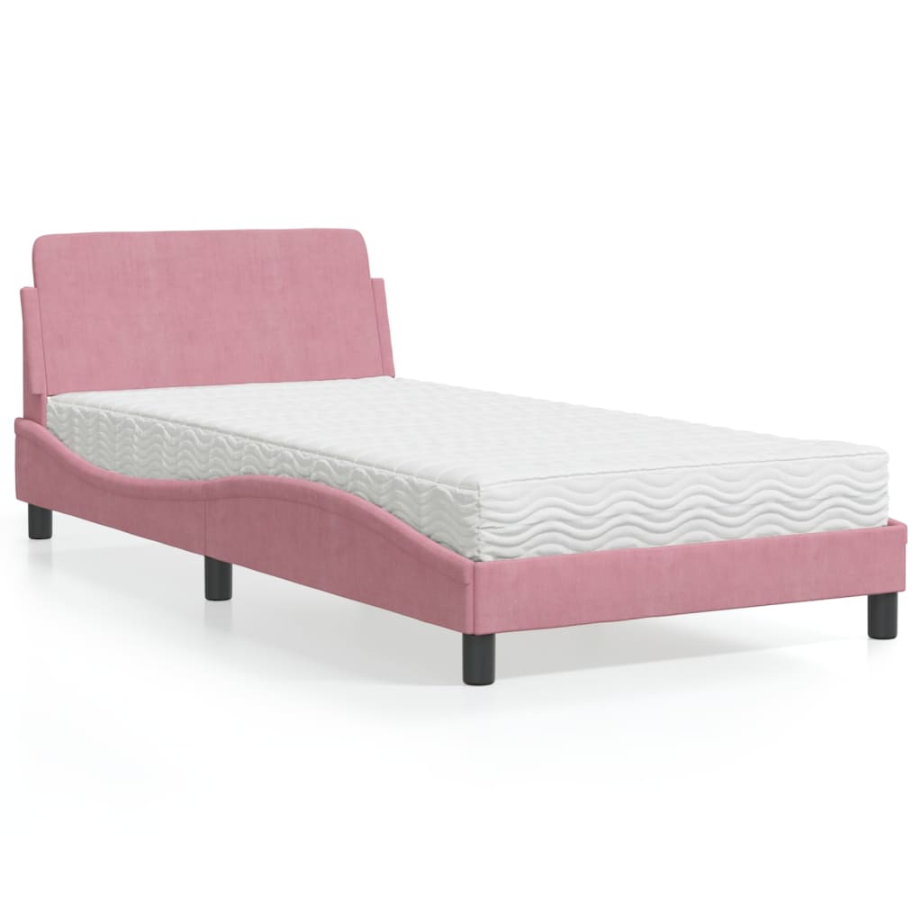 Bett mit Matratze "Dover" Rosa 100x200 cm Samt