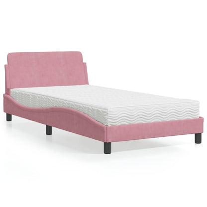 Bett mit Matratze "Dover" Rosa 100x200 cm Samt