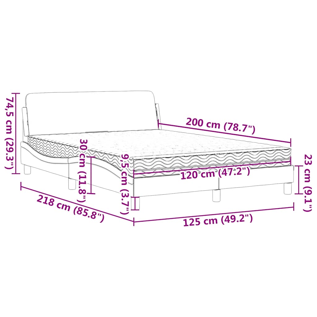 Bett mit Matratze "Dover" Blau 120x200 cm Samt