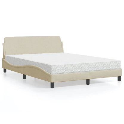 Bett mit Matratze "Dover" Creme 140x190 cm Stoff