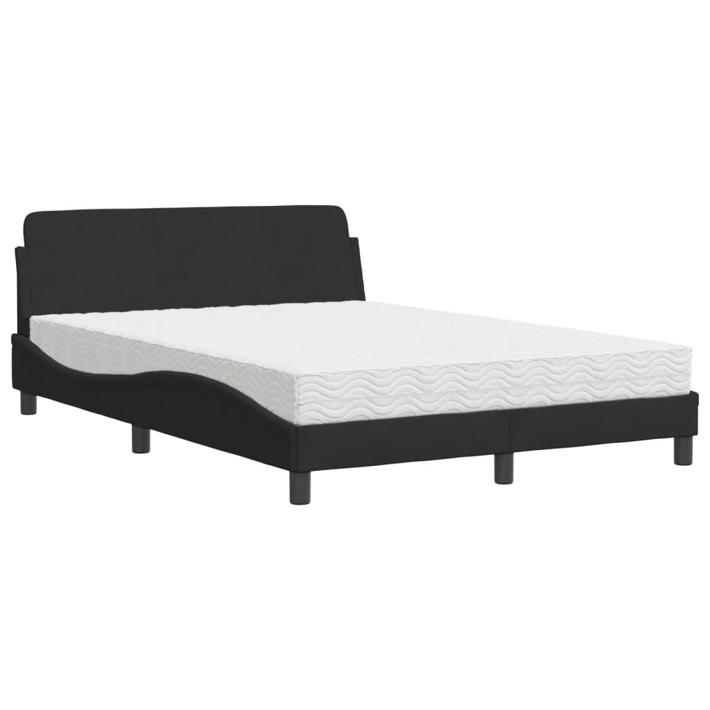 Bett mit Matratze "Dover" Schwarz 140x190 cm Samt