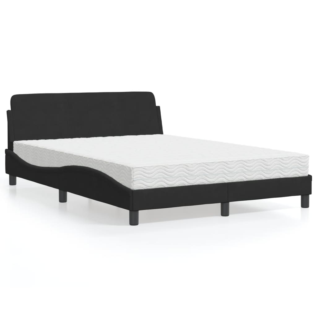 Bett mit Matratze "Dover" Schwarz 140x190 cm Samt